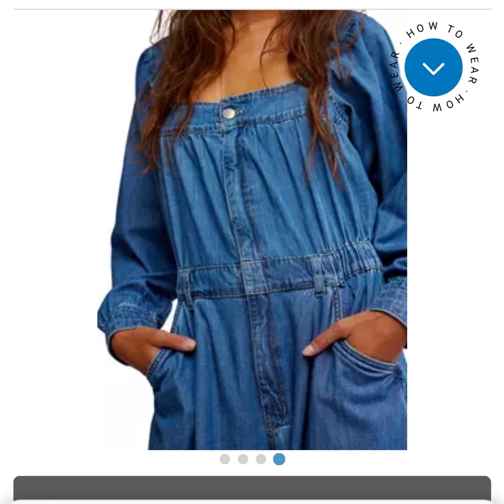 Free People Blue Denim Jumpsuit